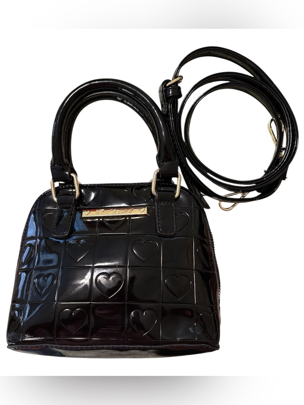 Betsey Johnson black patent leather mini crossbody - EUC